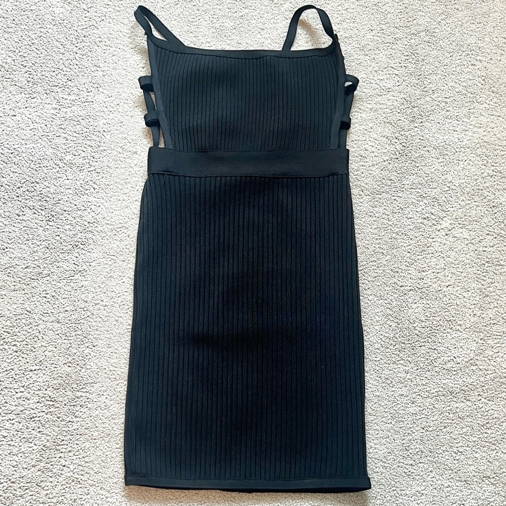 NWOT Tiger Mist Black Ribbed Midi Dress